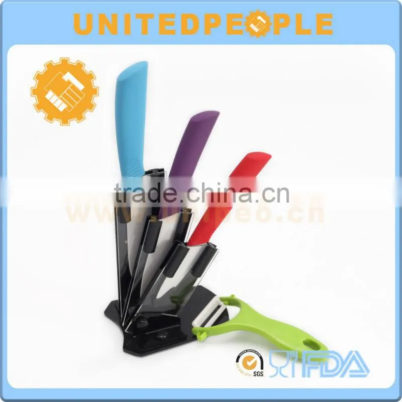 2016Classic Colorful Kitchen Ceramic Knife Set With Holder
