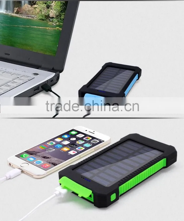 Outdoor waterproof Emergency Logo Customized 8000mAh usb portable solar powerbank charger