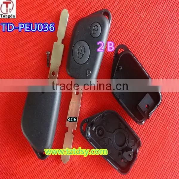 Tongda car key TD-PEU042 KEY.no logo , high qualty 2 button SX9 key for peugeot with big holes