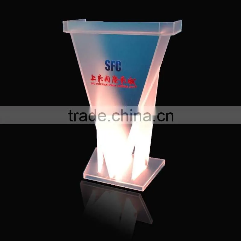 frosted color acrylic podium with different color, clear acrylic podium with RGB light