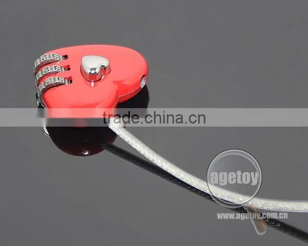Resettable 3 Digit Combination Travel Luggage Suitcase Lock Padlock Red Heart Shaped Steel Wire Metal Combination Lock
