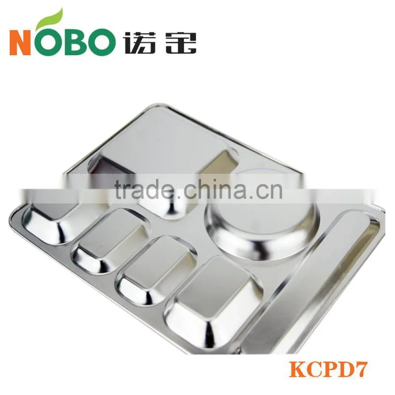 Fast dinner high quality and durable recycle 7 compartments metal food dish