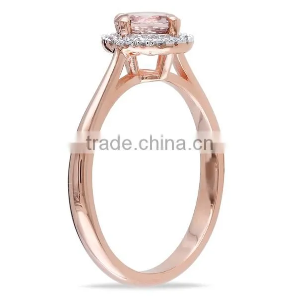 Sterling Silver Morganite and Diamond Halo Earrings Ring and Neckalce Jewelry Set