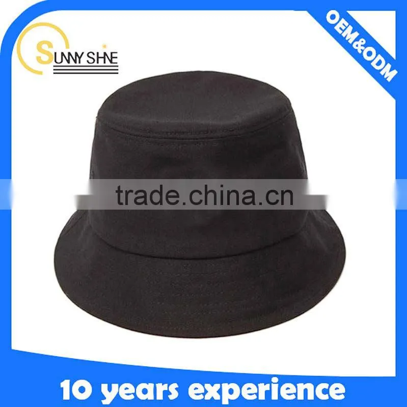 custom 100% cotton black plain blank high quality bucket hats