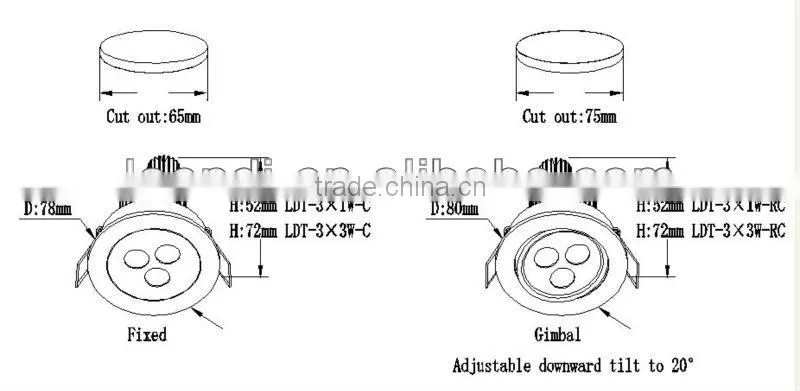 Promotional price Cool White 6000-7000K 9W Gimbal LED Downlight for showcase