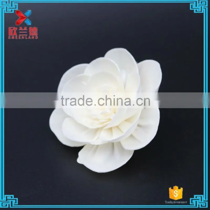 2015 new design 8cm hand white camellia sola wood flower for home decoration