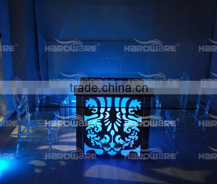 Supply all kinds of LED table and chair set,space saving glass LED table
