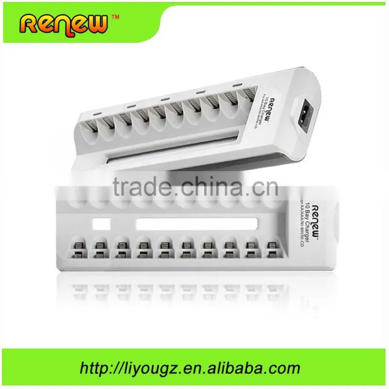 New!!! 10 Bay/Slot AA AAA Ni-MH Ni-Cd Quick Charger Smart Battery Charger for Rechargeable Batteries