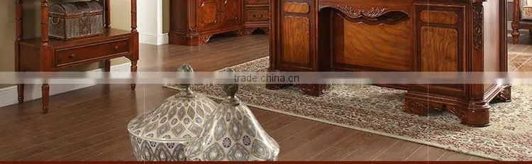 American style wooden bookshelf combination sideboard with glass door and handmade carving AI-202