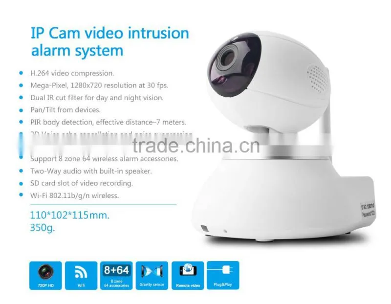 PTZ camera HD 720P 64GB SD network ip camera remote monitoring and real time video