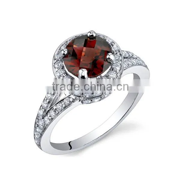 Bright 925 Sterling Silver Round gemstone prong setting Ring