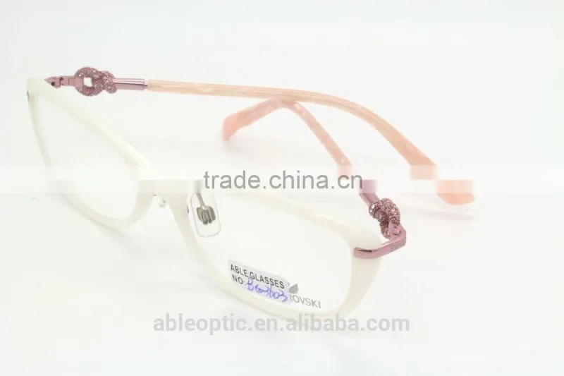 lady crystal rhinestone fashion design acetate hand made spectacles optical frames eyewear eyeglasses