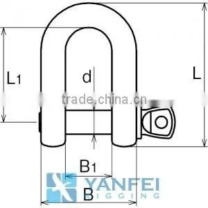 Stainless Steel D Type Shackle With Round Pin