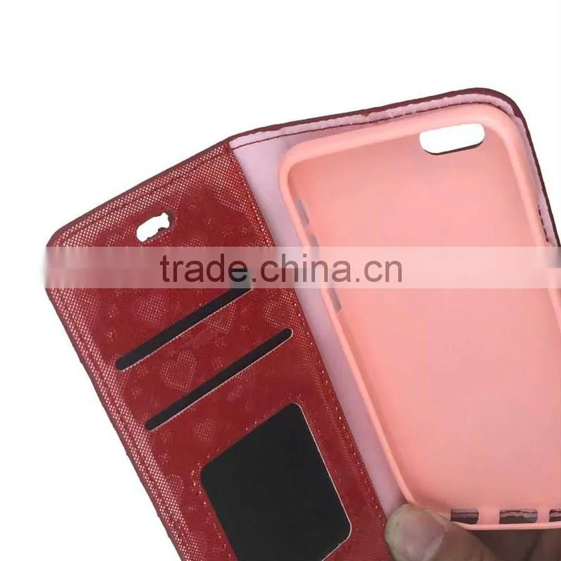 Leather Flip Phone Cover Bling Bling Rhinestone Case For HTC Desire 728 828