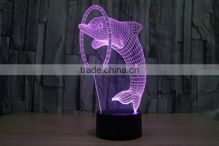3D illusion Led night light 7colors dolphin lamp table novelty products christmas lights with touch button children night light