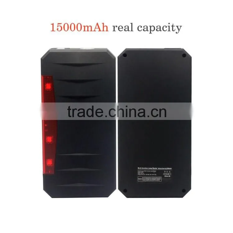 car jump starter power bank 15000 mAh with strong LED light and SOS function for laptop power bank