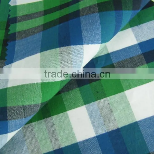 40*40s woven poplin shirt fabric in plaid pattern
