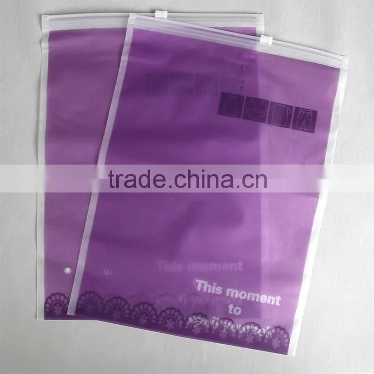 purple plastic bag with zip-lock for women underwear set