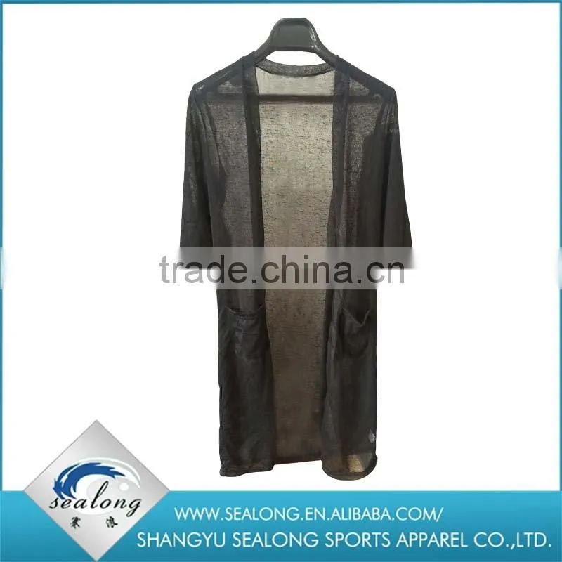 2016 new arrival fashion pure color lady's knit thin coat for spring and summer wear