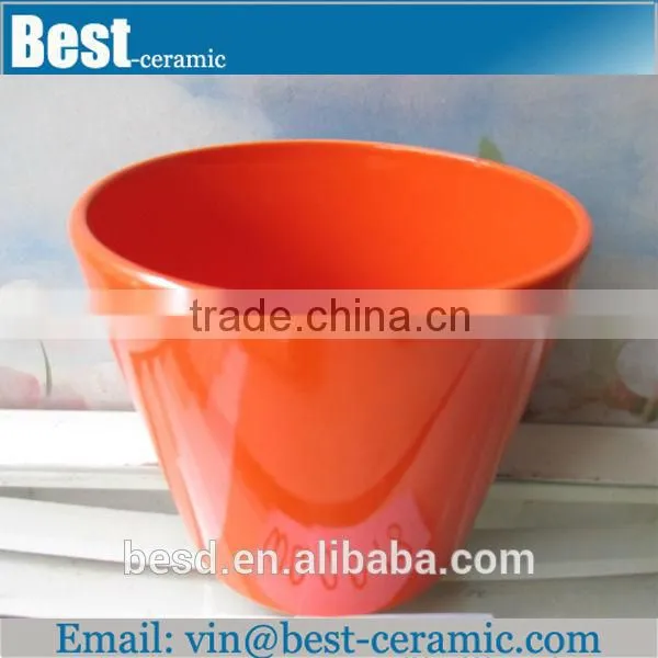 wholesale blank cheap orange ceramic flower pots