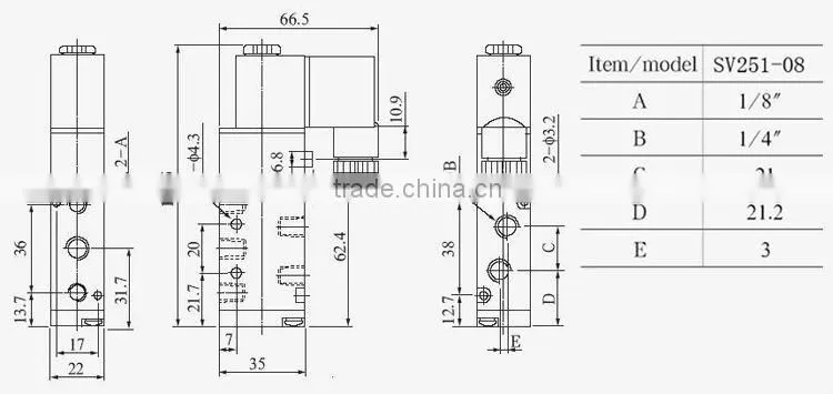 Pneumatic 5 ways Air Solenoid Valve