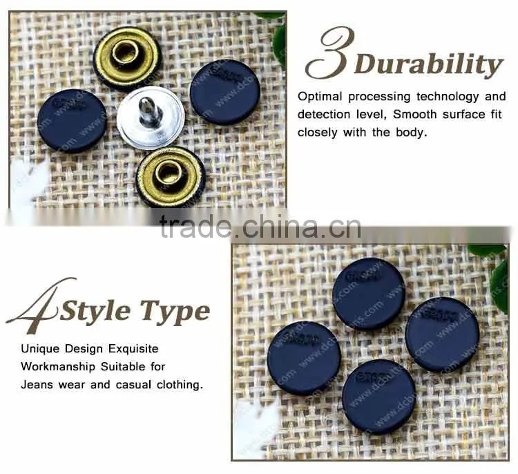 Oeko-tex jeans rivet Black color custom logo metal button for jean