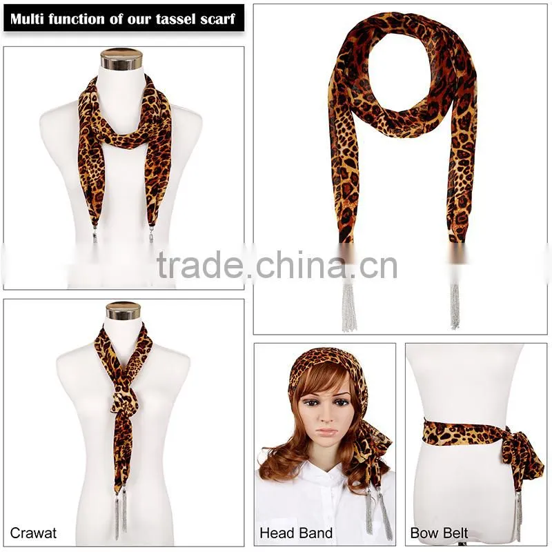 2015 New design chiffon leopard print scarf,infinity scarf