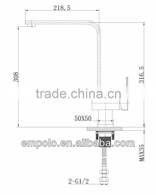 Old Fashion Square Brass Flexible Kitchen Faucet 21 2101