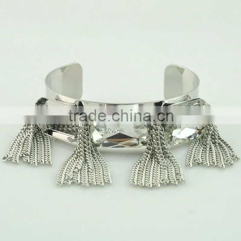 Wholesale Women Silver Tassel New Silver Design Ladies Bracelet Model Silver Plate Crystal Bracelets Bangles