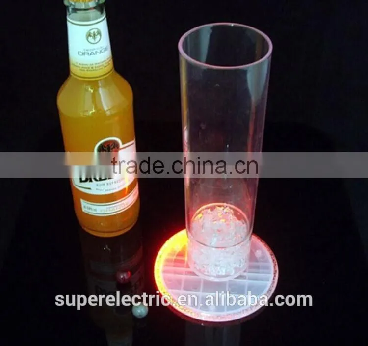 Hot sale transparent led bottle mats customized design light up led drink coaster