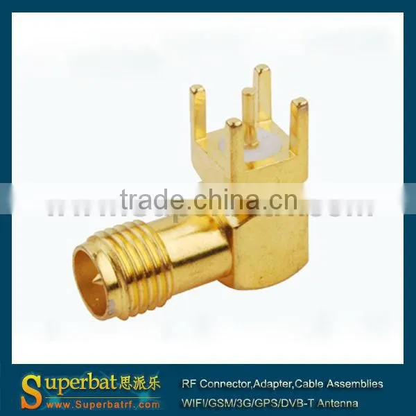 rp sma female pcb mount connector thru hole Jack Right Angle