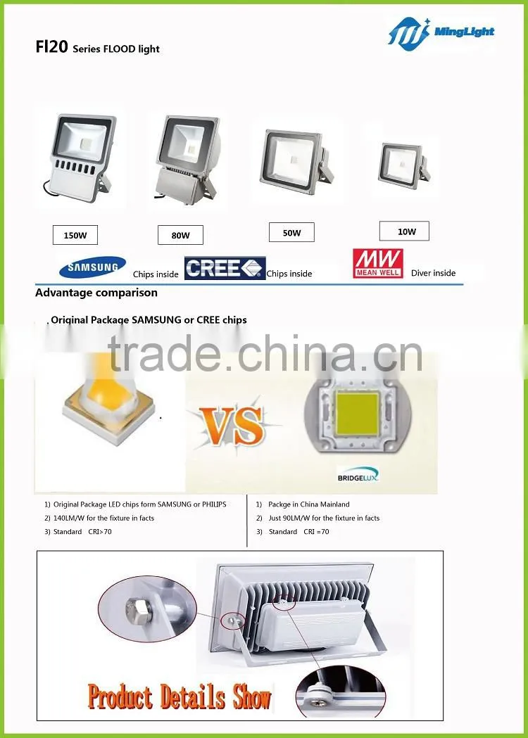 DLC UL CUL led flood light 10w 35w 50w 80w 100w 150w / High lumen outdoor 150w led flood light