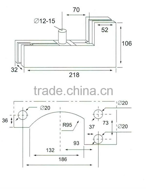 New curve glass shower door hinges