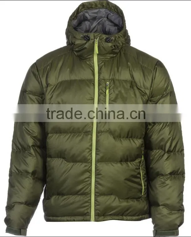 khaki 80/20 feather hooded down jacket for men
