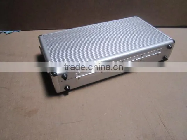 Silver aluminum computer with foam inserts box small round thin aluminum computer case with handle