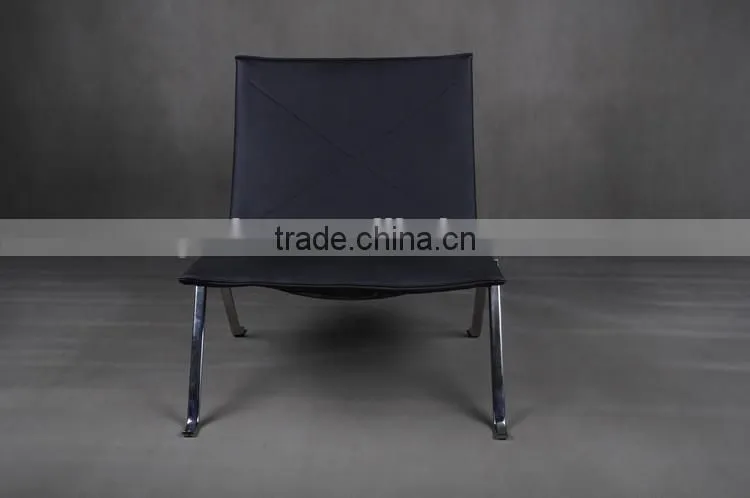 304# stainless steel ergonomic leather chaise lounge pk22 chair replica
