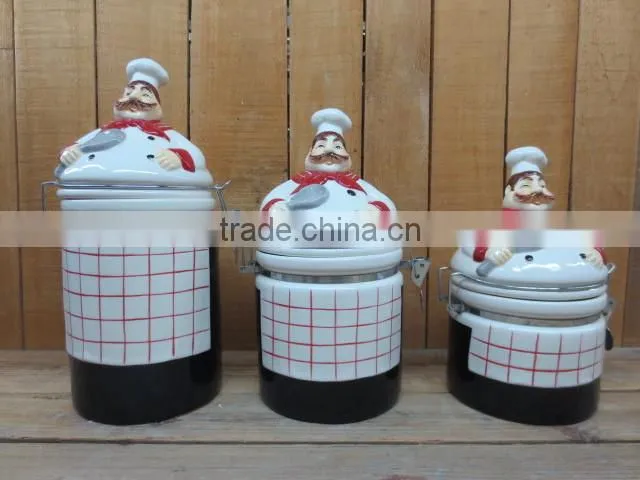 chef emboss ceramic food storage pot / jar