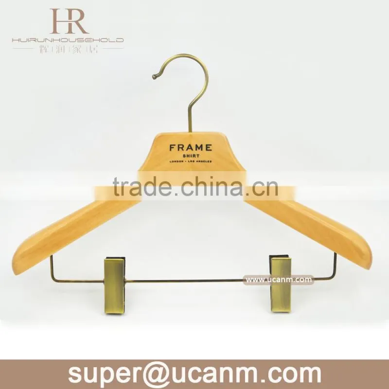 HRW-FF1GP wooden luxury clothes hanger,wooden clips hanger
