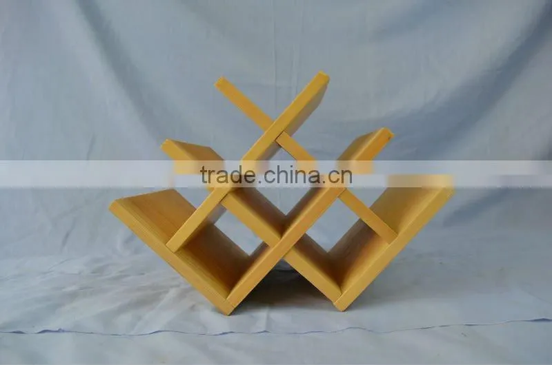 unique shape solid wood wine shelf