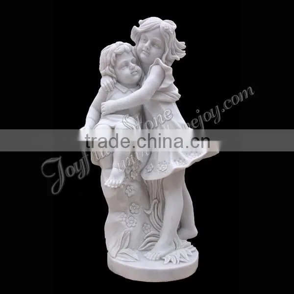 Boy and Girl Marble Child Sculpture Statue