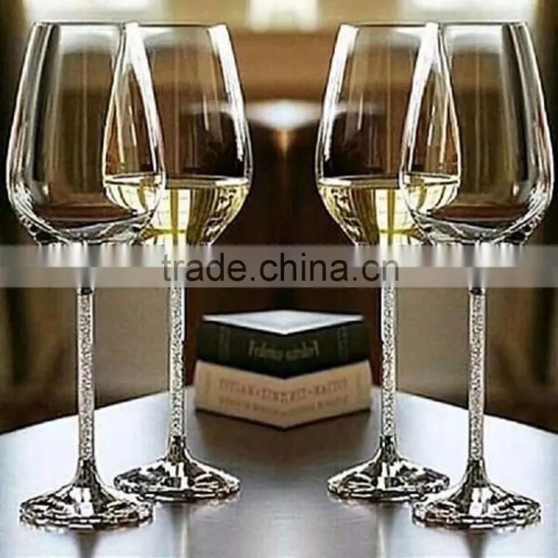 Manufacture Crystal Diamond Filled Inside Stem Red Wine Glasses Cup for wine R-3045