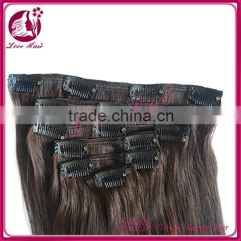 High feedback in large stock human hair 8 to 30 inch silky straight clips in hair extensions