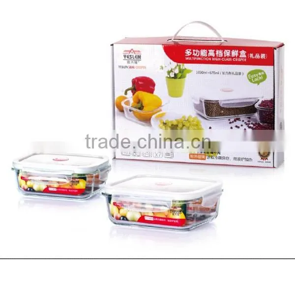 1000ML Food Use and Storage Boxes&Bins Type Rectangular airtight Glass food storage Container with silicone seal