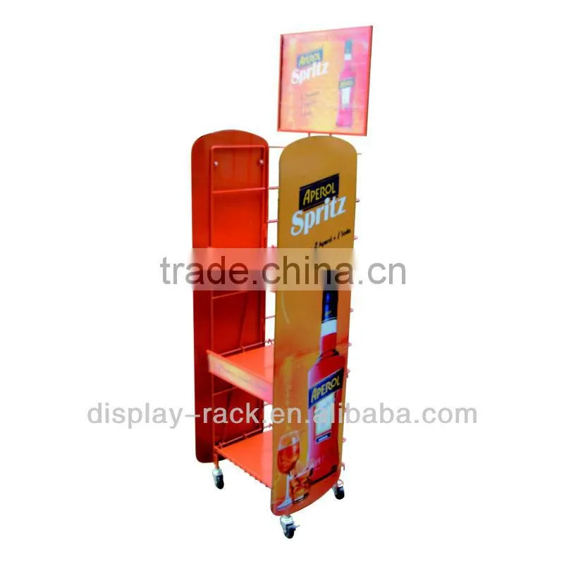 supermarket free standing 4 layers bottle wire modern shelf display rack for beer HSX-1128