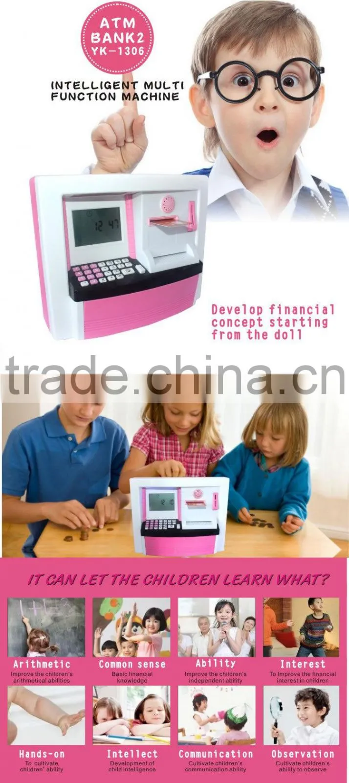 2015 New Product Plastic Lockable ATM Bank Pig Money Box