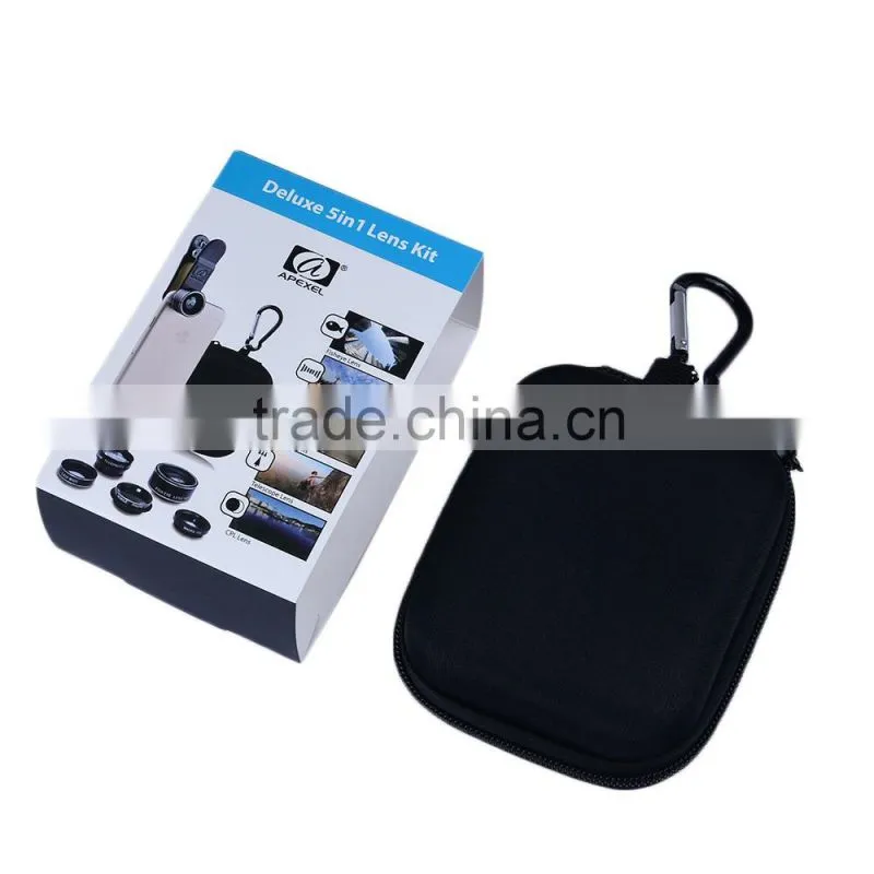 5 in 1 phone lens mobile phone camera wide angle macro fisheye zoom filter 5pcs camera lens set for iPhone Samsung Huawei