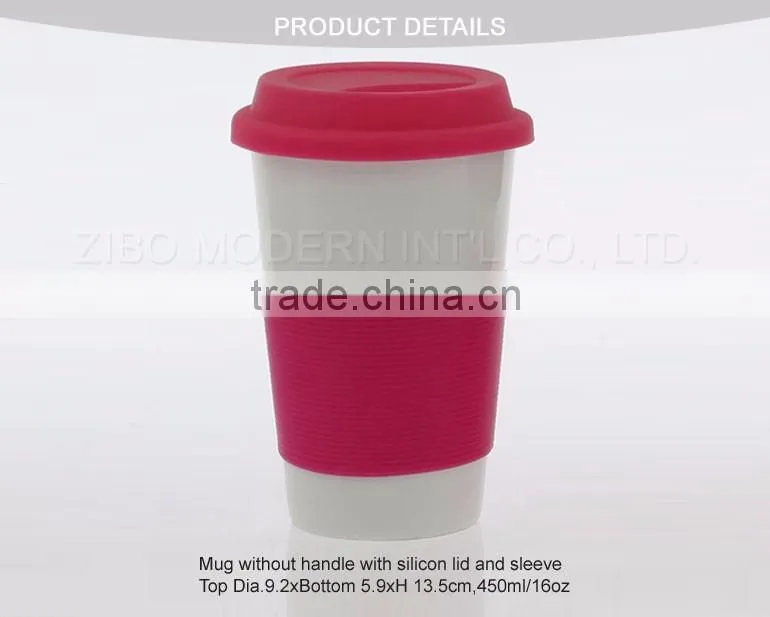 Custom Printed Double Wall Coffee Mug With Lid And Silicon Cover
