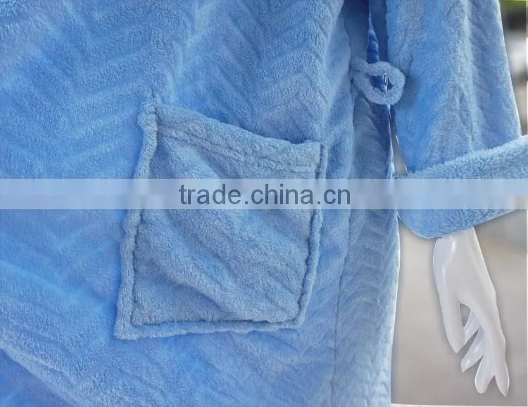 Design high quality super soft home couples robe coral fleece bathrobe with zipper