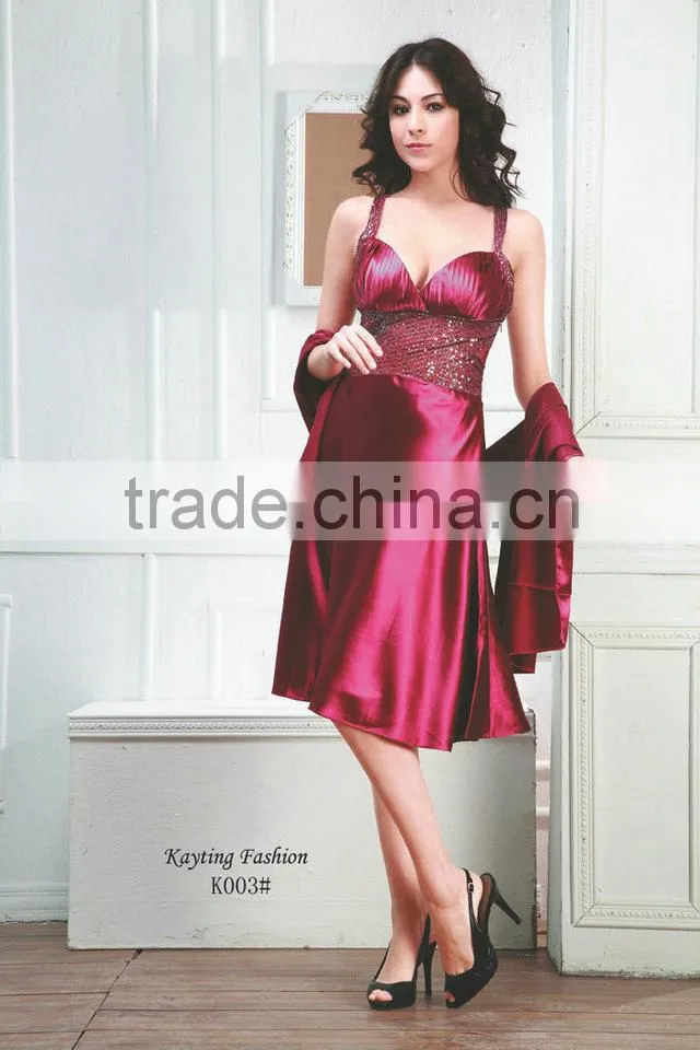 Modest Beaded Spaghetti Strap Elegant Knee Length Sale Evening Dress