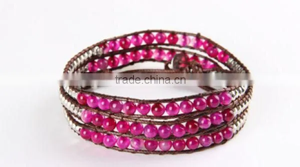 2014 Fashion Pink beaded Rope Bracelet Wholesale ZTNM-0046